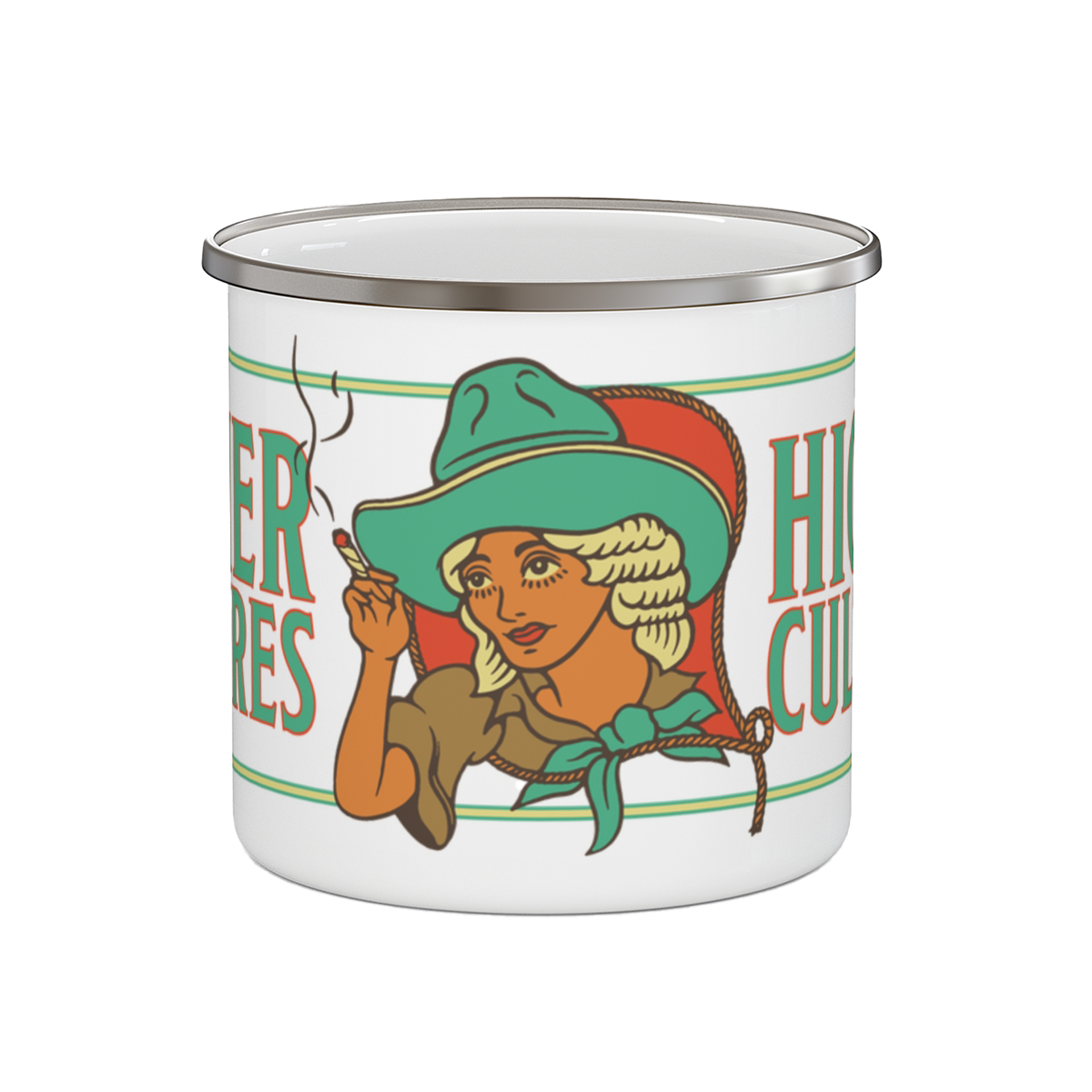 Enamel Cowgirl Camping Mug