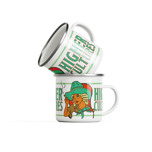 Enamel Cowgirl Camping Mug